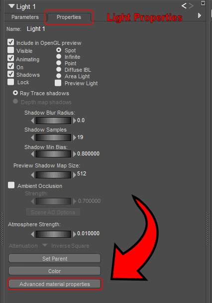 Light Properties Tab